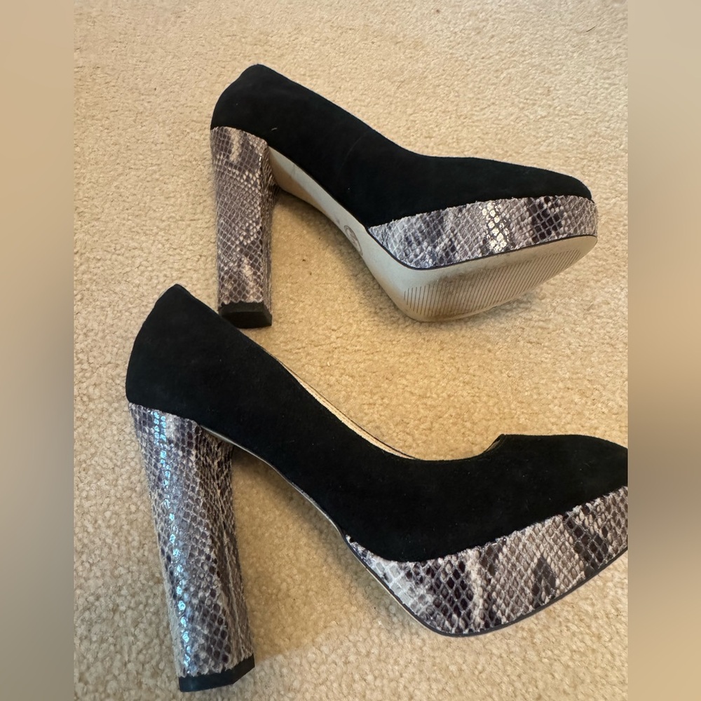 Michael Kors Black Suede Peep Toe Heels